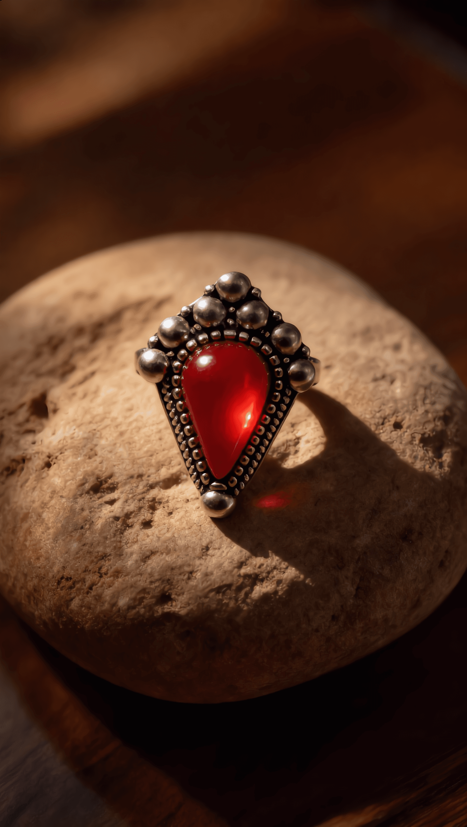 Bague Kabyle Corail Ajustable | Bijou Ethnique Kabyle Authentique